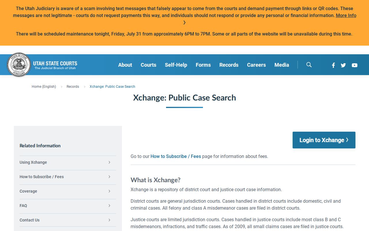 Ogden people search access through Utah Xchange court records