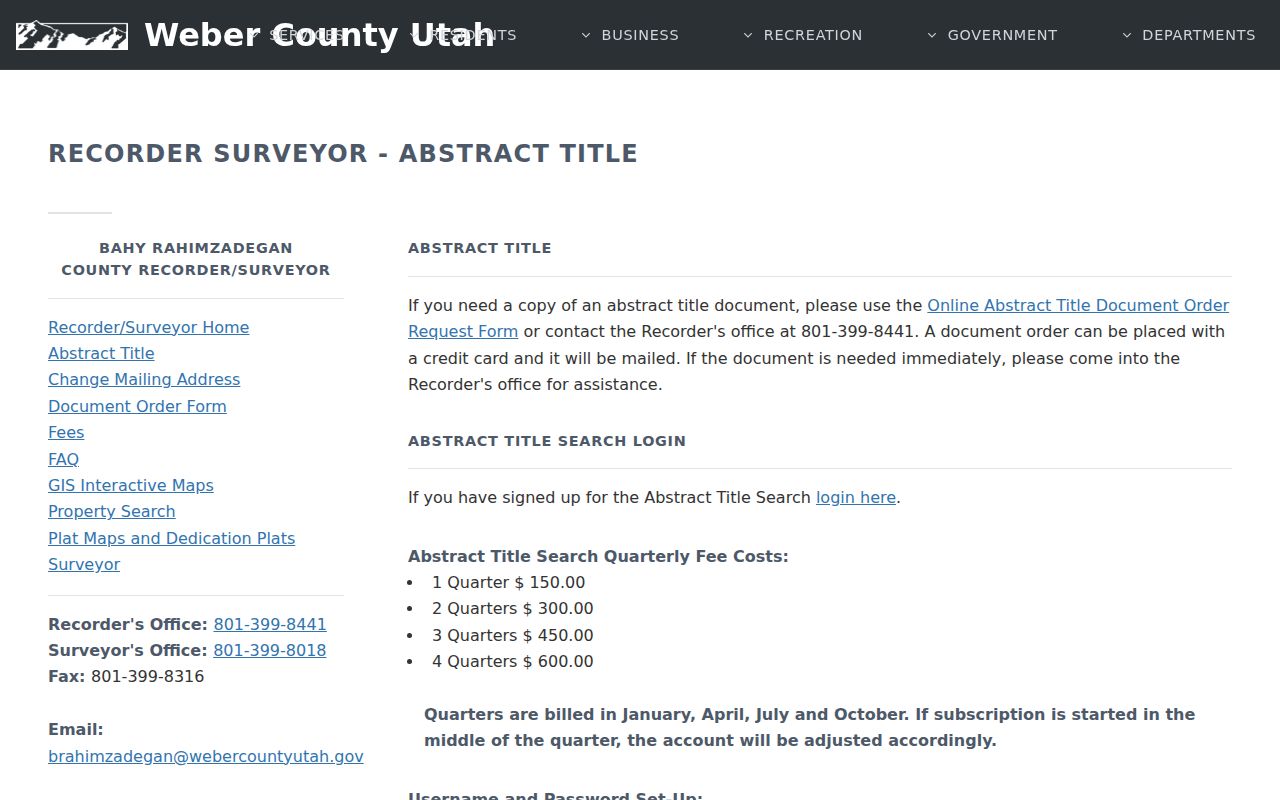 Ogden open records Abstract Title registration at the Weber County Recorder